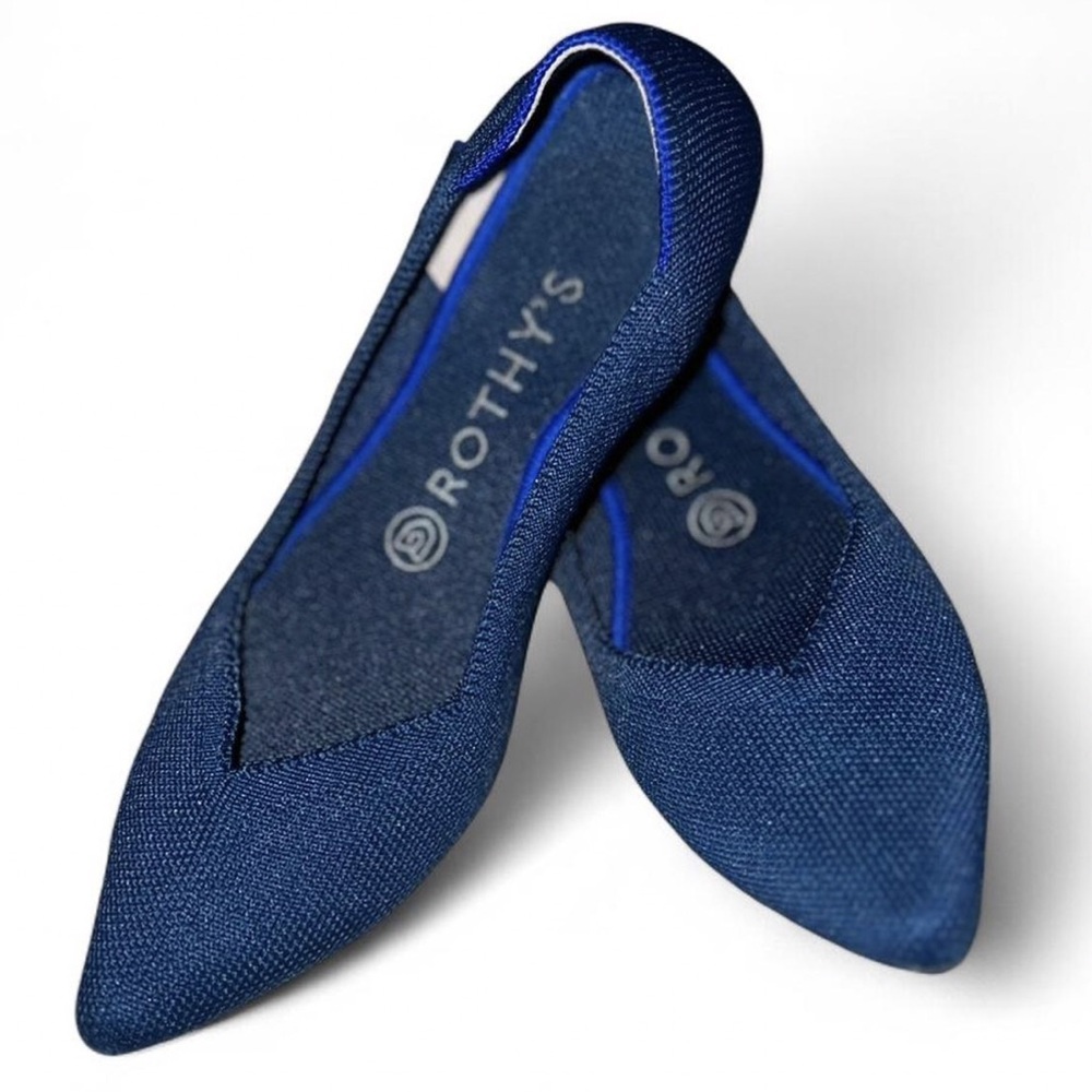 Rothy's Navy Blue Pointed Toe Flats